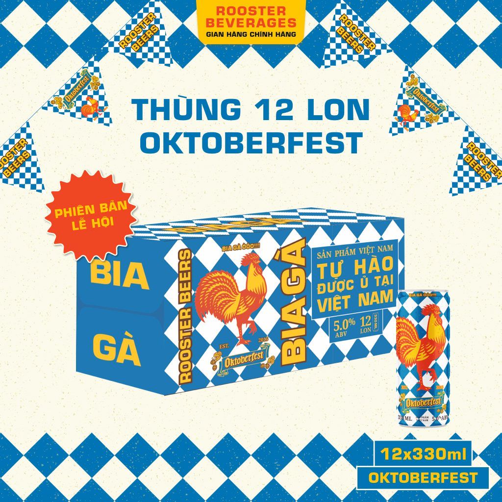  Bia Oktoberfest Helles thùng 12 Lon x 330ml - Rooster Beers 