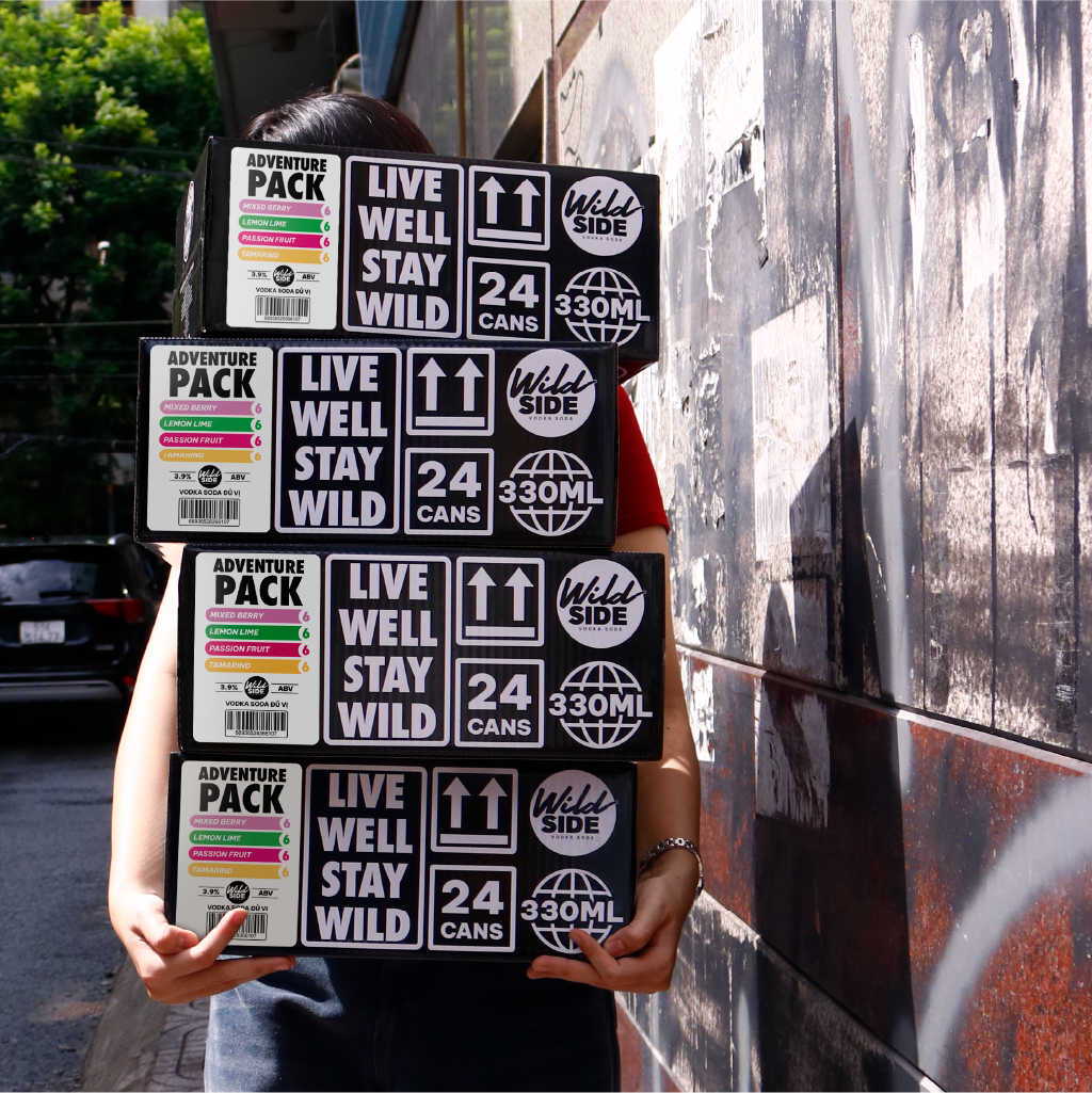  Wildside Vodka Soda Thùng 4 Vị Mix | Thùng 24 Lon x 330ml – Độ cồn 3.9% – Vị trái cây nhiệt đới – Đồ uống có cồn nhẹ 
