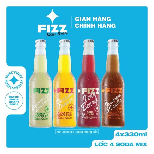  Fizz Soda Các Vị - Lốc 4 Chai 330ml (4 Bottles) 