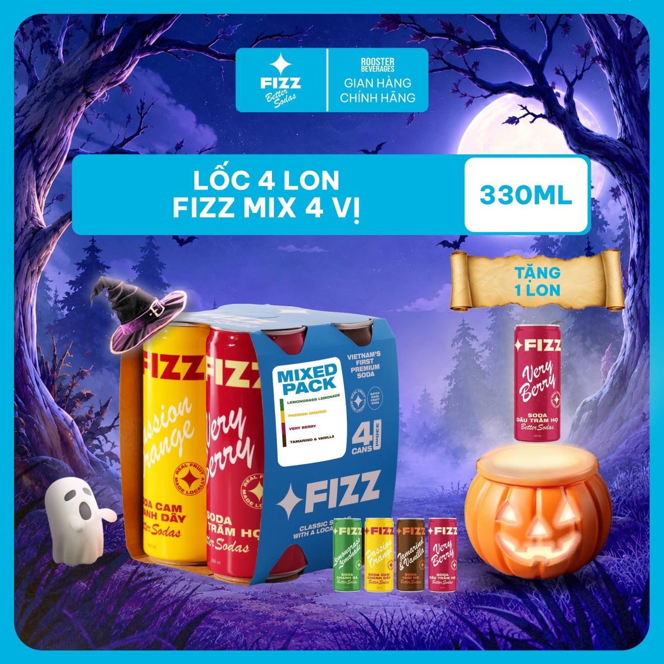  Fizz Soda Các Vị - Lốc 4 Lon 330ml 
