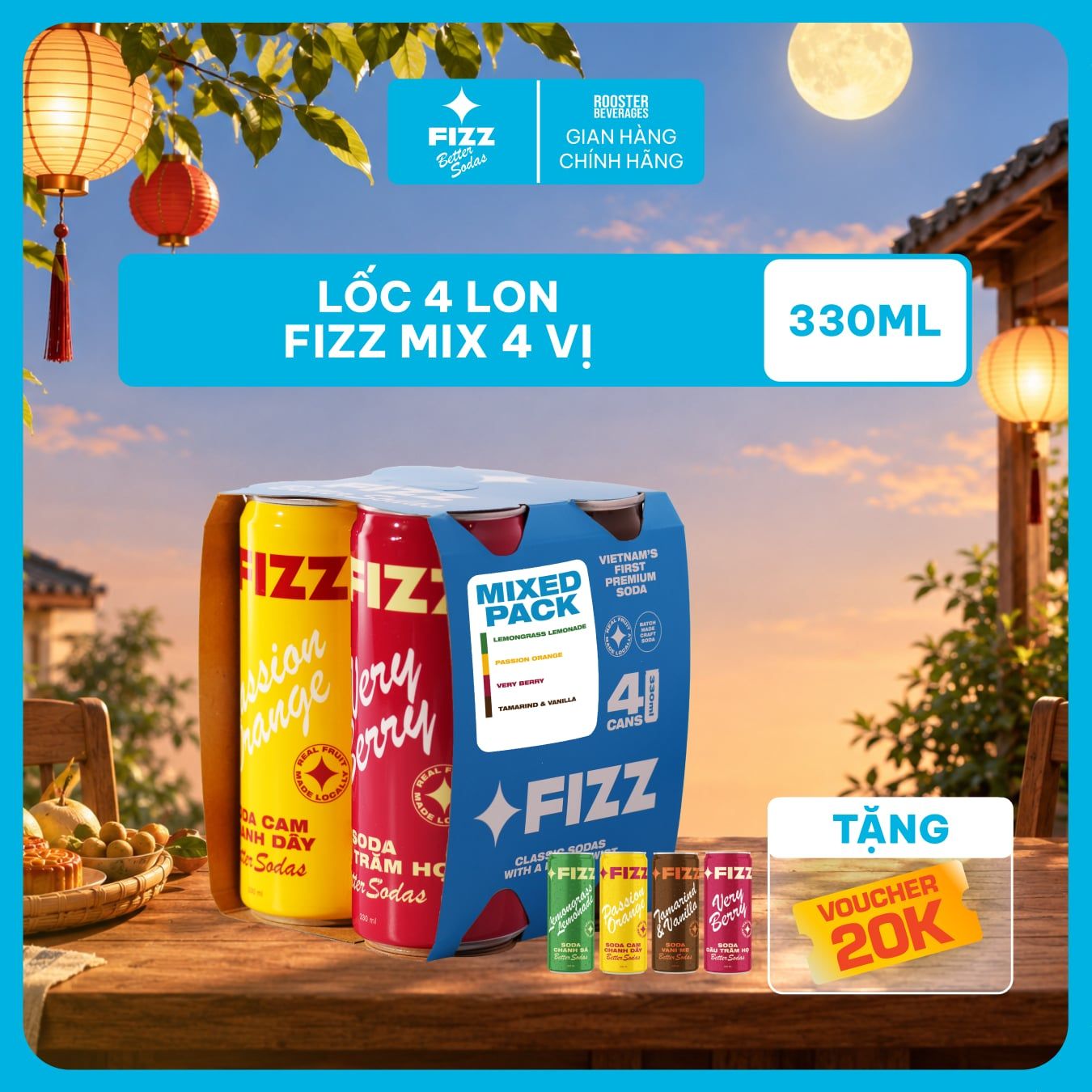  Fizz Soda Các Vị - Lốc 4 Lon 330ml 