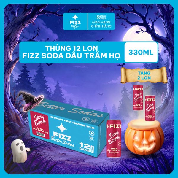  Fizz Soda Dâu Trăm Họ - Thùng 12 Lon 330ml 