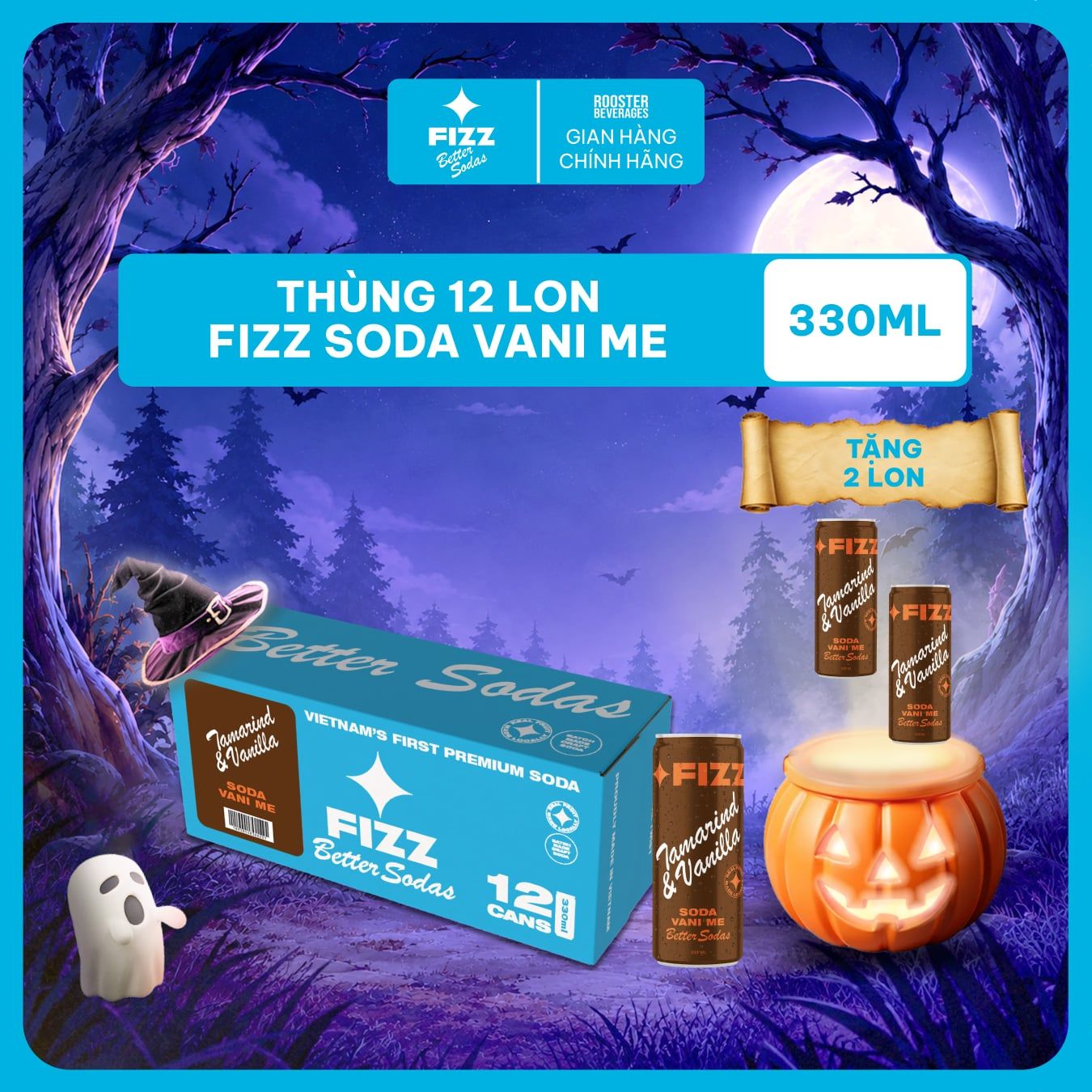  Fizz Soda Vị Vani Me - Thùng 12 Lon 330ml 