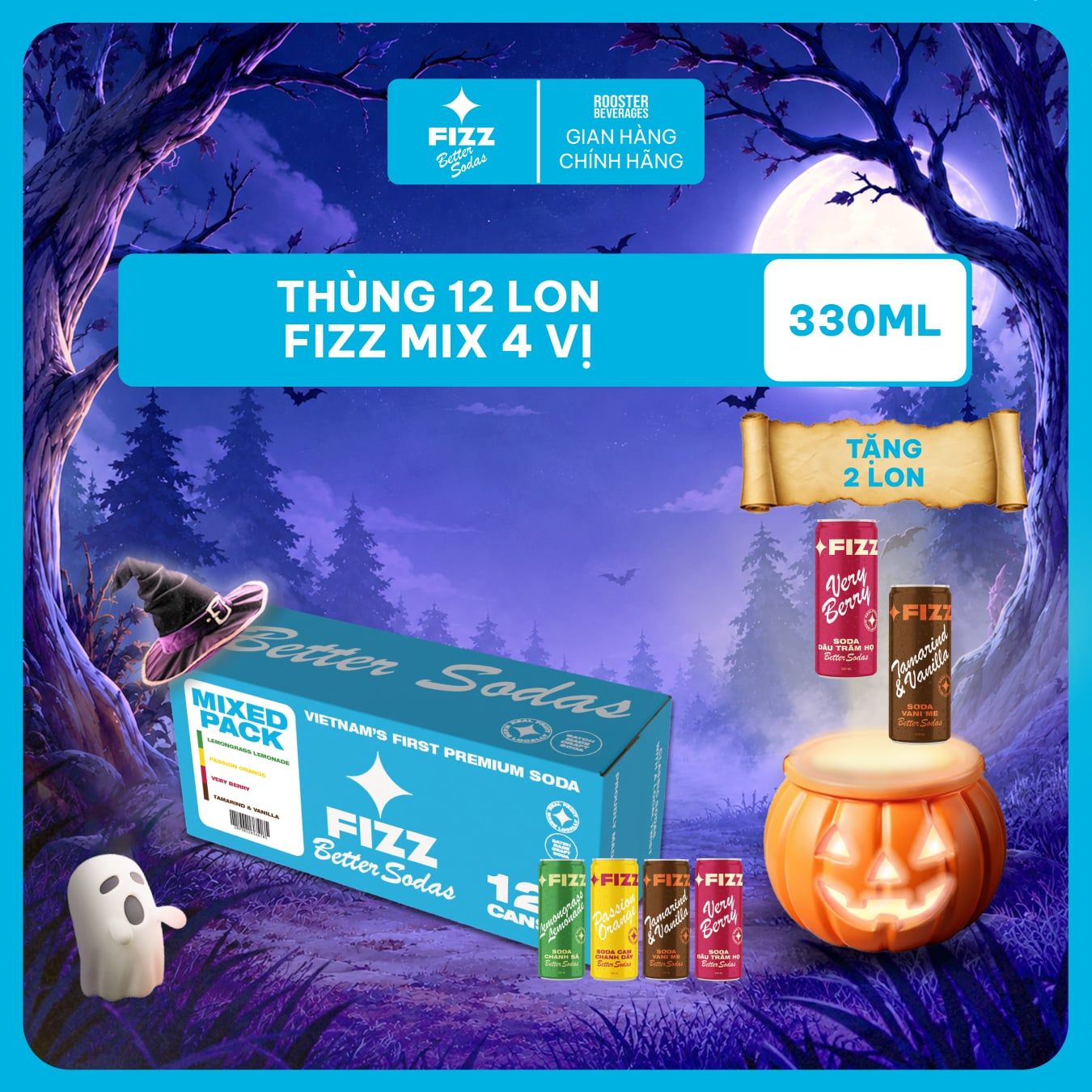  Fizz Soda Mix Nhiều Vị - Thùng 12 Lon 330ml 