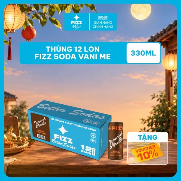  Fizz Soda Vị Vani Me - Thùng 12 Lon 330ml 