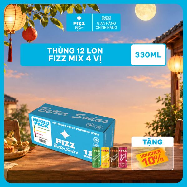  Fizz Soda Mix Nhiều Vị - Thùng 12 Lon 330ml 