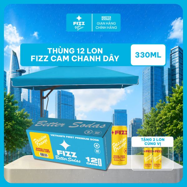  Fizz Soda Vị Cam Chanh Dây - Thùng 12 Lon 330ml 