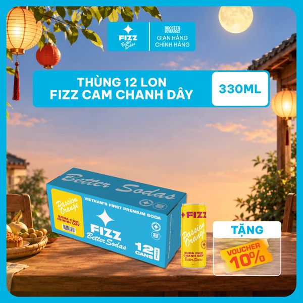  Fizz Soda Vị Cam Chanh Dây - Thùng 12 Lon 330ml 