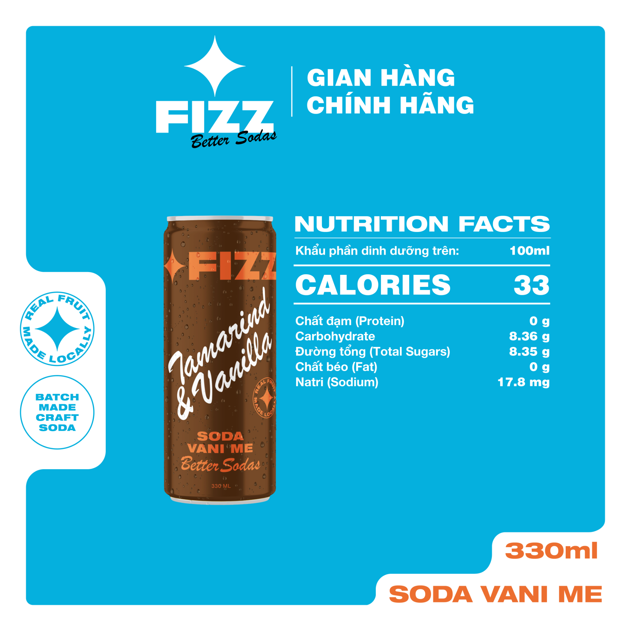  Fizz Soda Mix Nhiều Vị - Thùng 12 Lon 330ml 