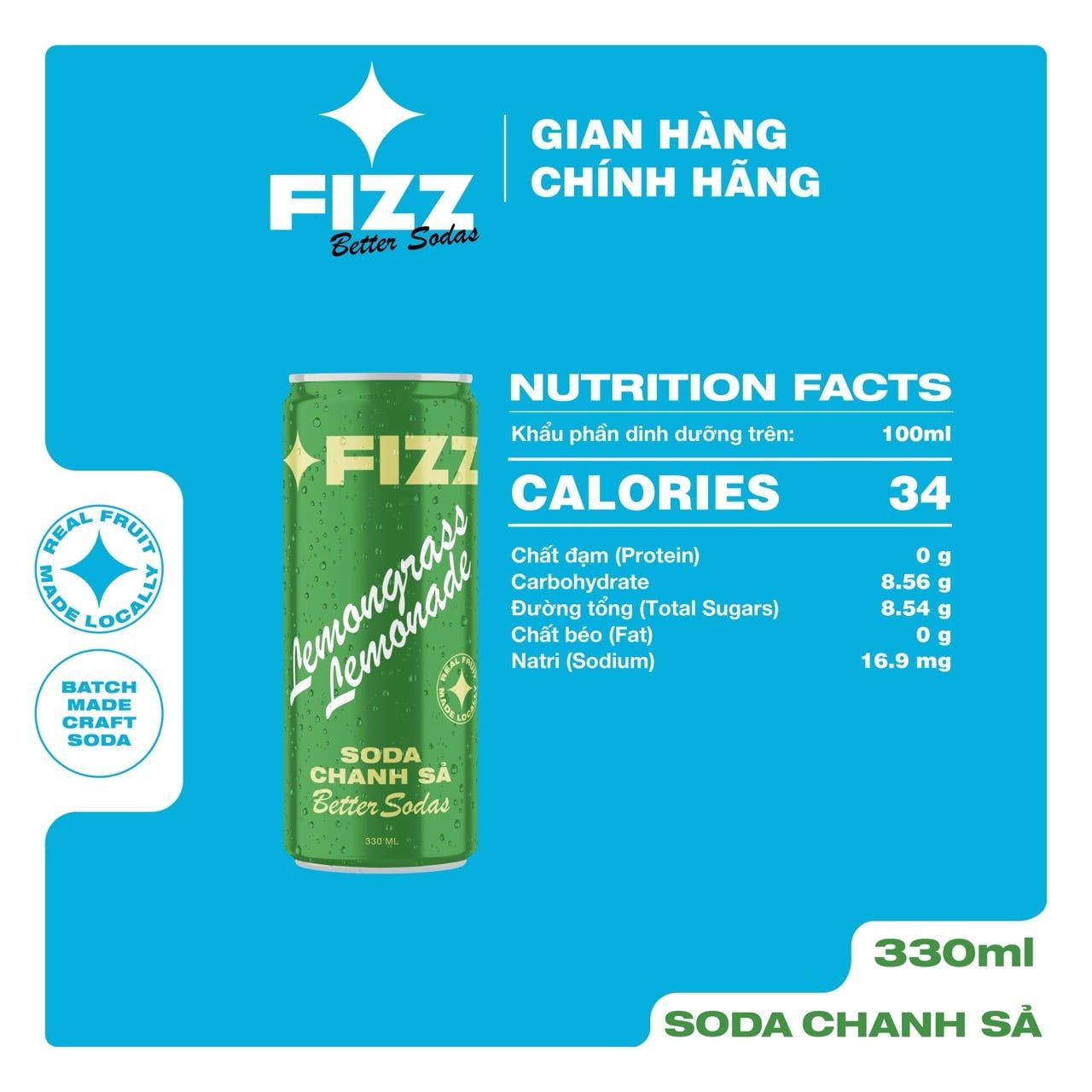  Fizz Soda Mix Nhiều Vị - Thùng 12 Lon 330ml 