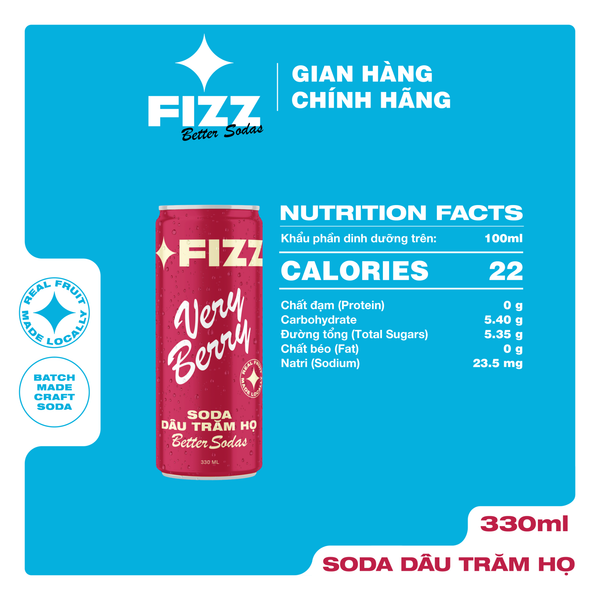  Fizz Soda Mix Nhiều Vị - Thùng 12 Lon 330ml 
