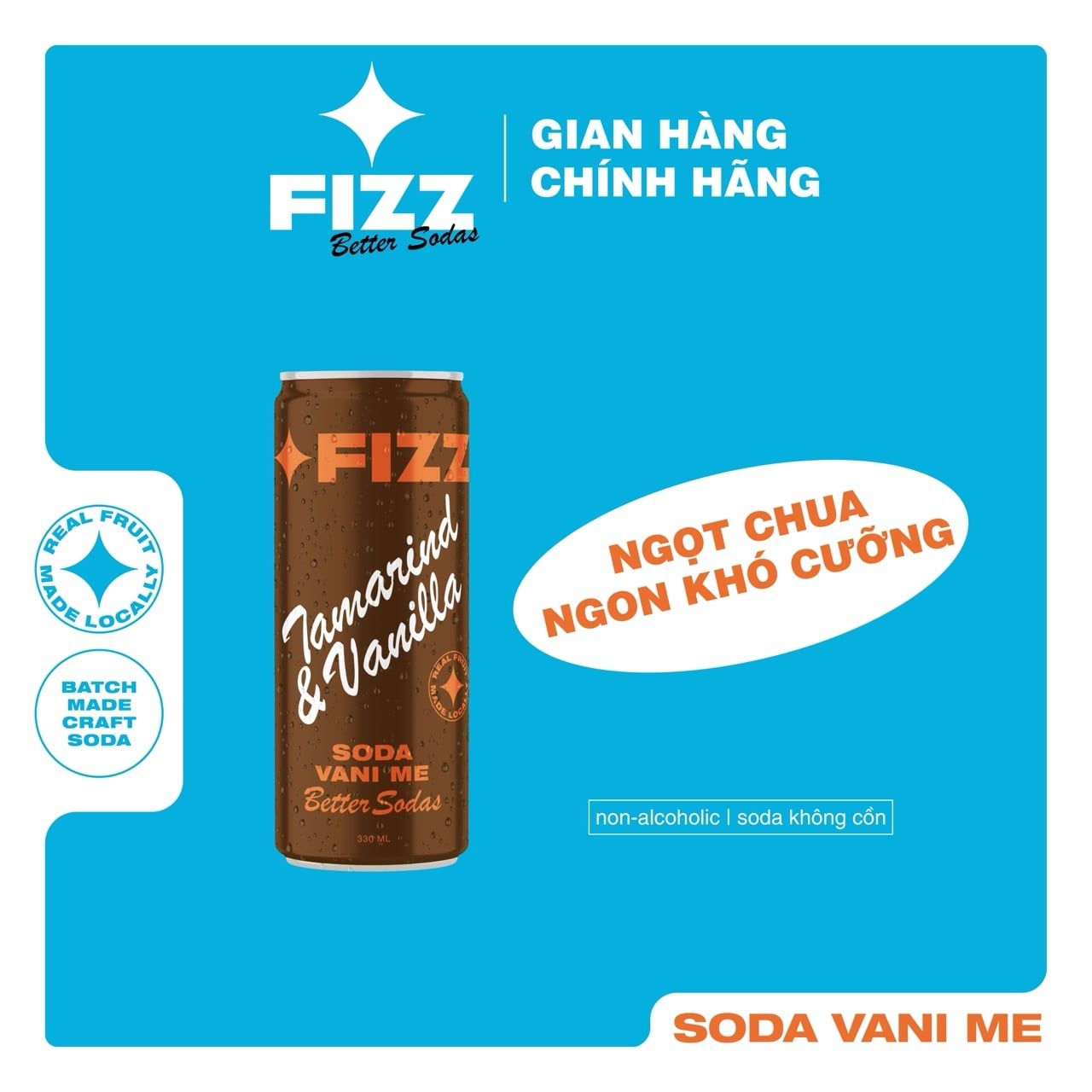  Fizz Soda Vị Vani Me - Thùng 12 Lon 330ml 
