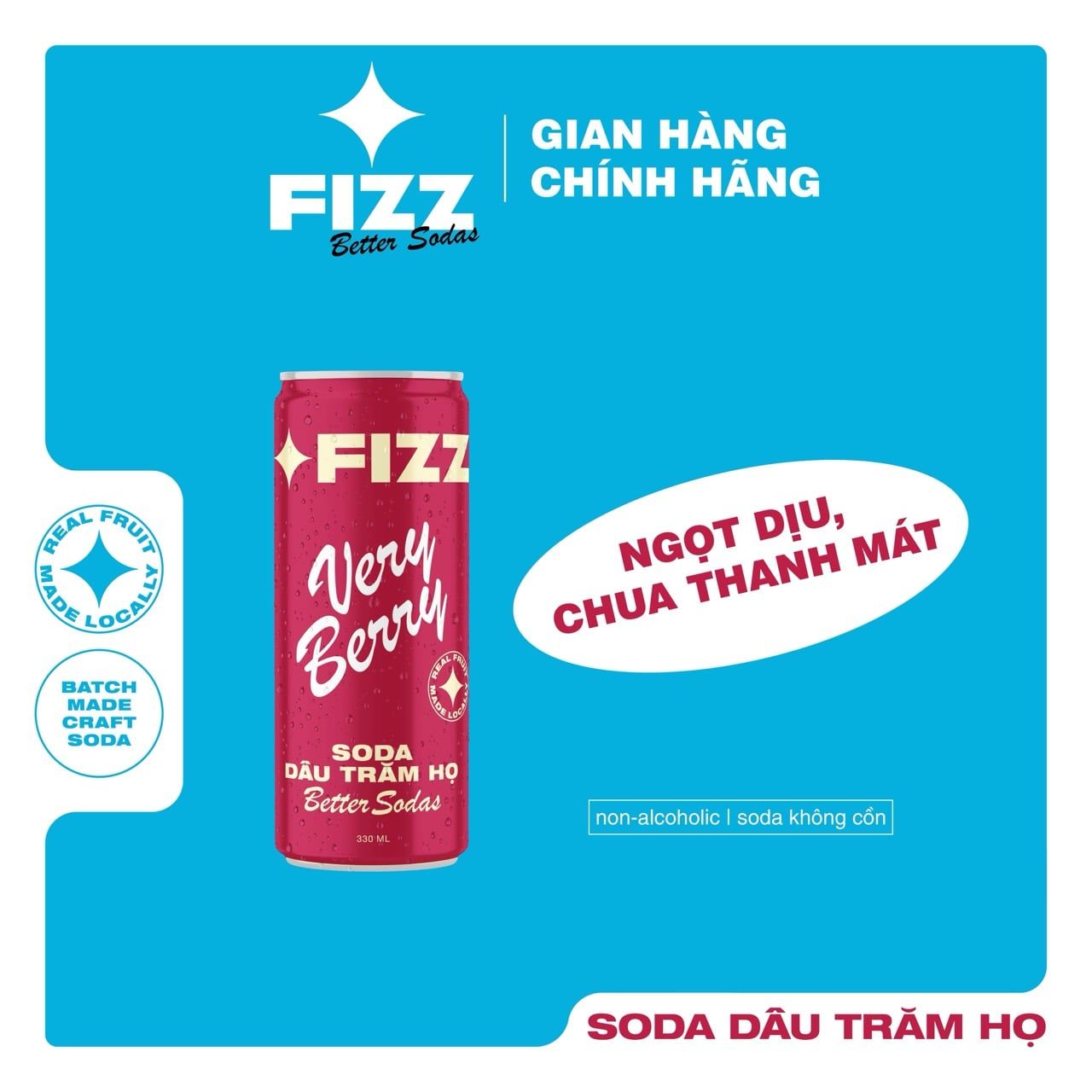  Fizz Soda Dâu Trăm Họ - Thùng 12 Lon 330ml 