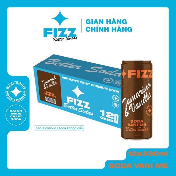  Fizz Soda Vị Vani Me - Thùng 12 Lon 330ml 