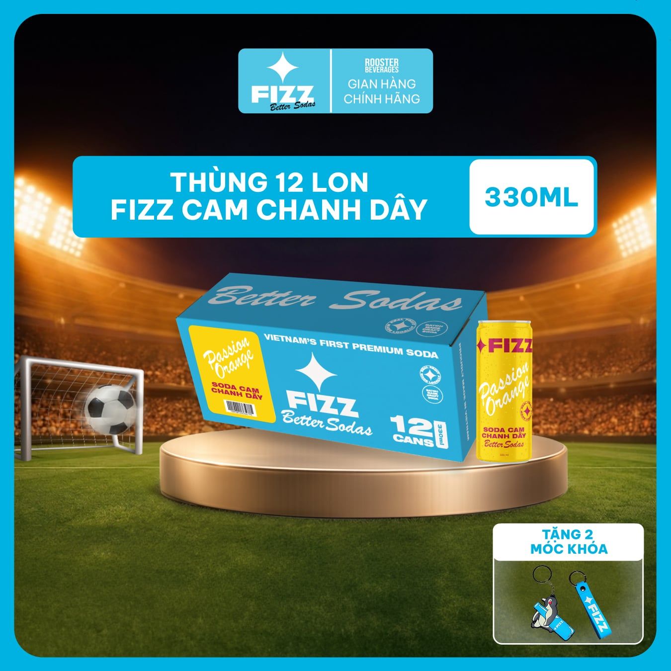  Fizz Soda Vị Cam Chanh Dây - Thùng 12 Lon 330ml 