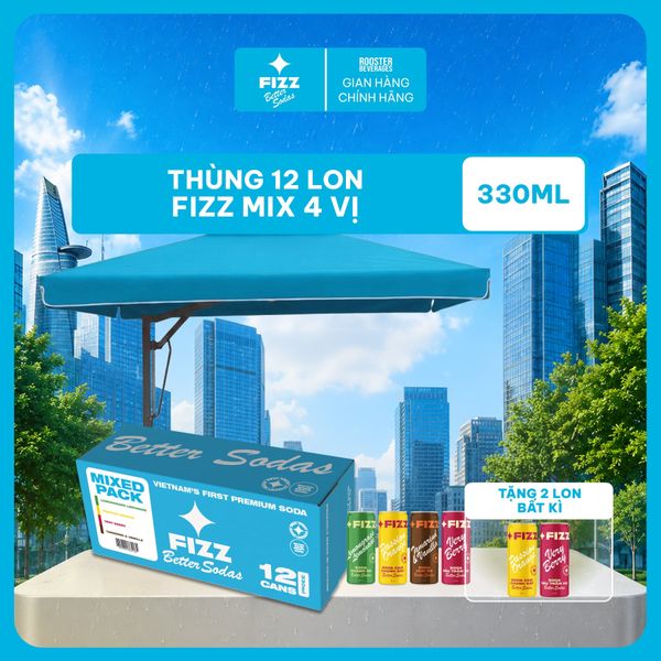  Fizz Soda Mix Nhiều Vị - Thùng 12 Lon 330ml 
