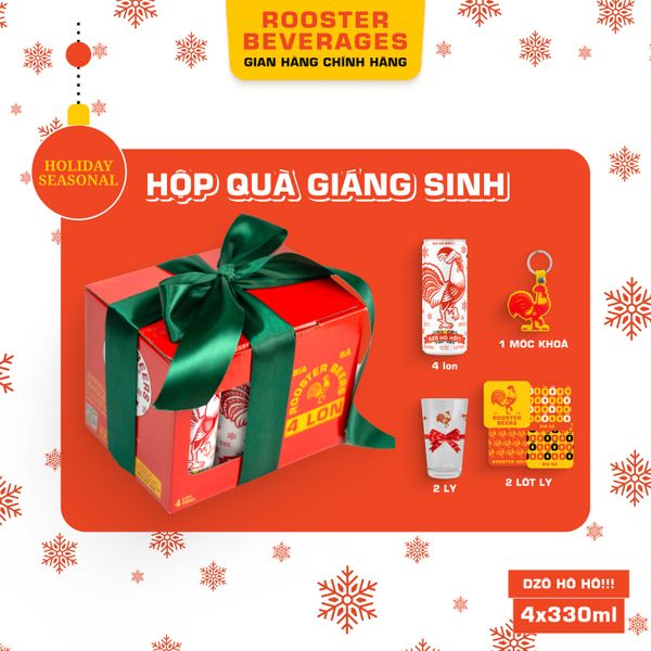  Hộp Quà Bia thủ công | Rooster Beers 4 Lon Dzô Hô Hô x 330ml 
