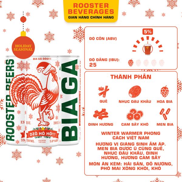  Rooster Beers Lốc 4 Lon Dzô Hô Hô x 330ml 