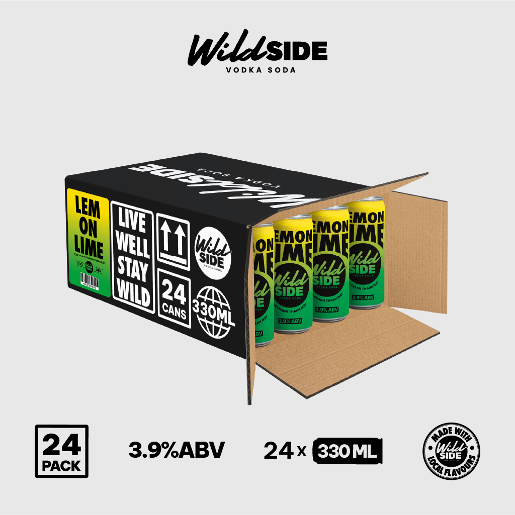  Wildside Vodka Soda Vị Chanh Thanh Mát | Thùng 24 Lon x 330ml – Độ cồn 3.9%  – Đồ uống có cồn nhẹ 