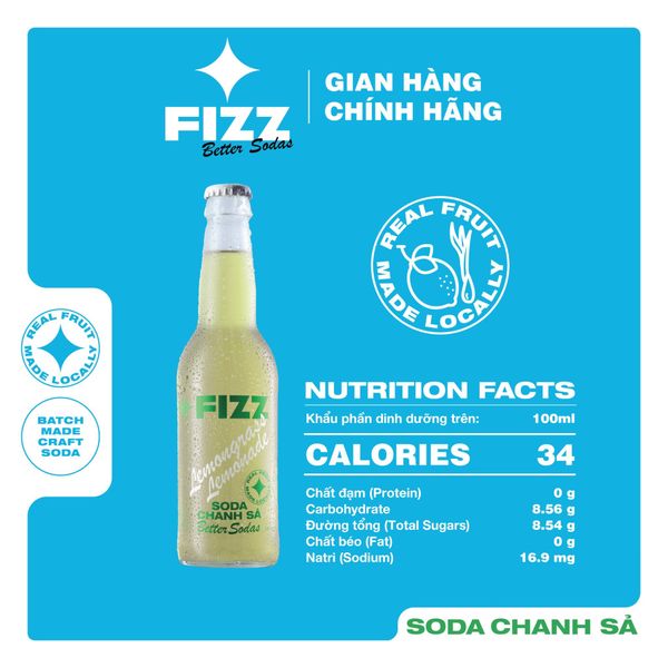  Fizz Soda Mix Nhiều Vị - Thùng 16 Chai 330ml 