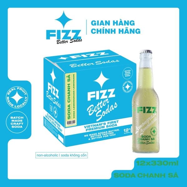  Fizz Soda Vị Chanh Sả - Thùng 16 & 12 Chai 330ml 
