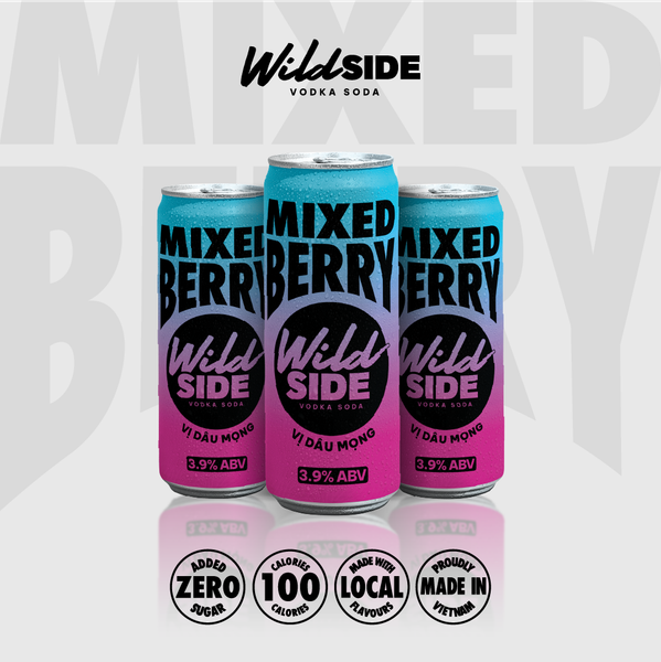  Wildside Vodka Soda Vị Dâu Mọng | Thùng 12 Lon x 330ml – Độ cồn 3.9%  – Đồ uống có cồn nhẹ 