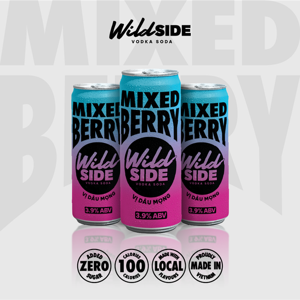  Wildside Vodka Soda Vị Dâu Mọng | Thùng 24 Lon x 330ml – Độ cồn 3.9%  – Đồ uống có cồn nhẹ 