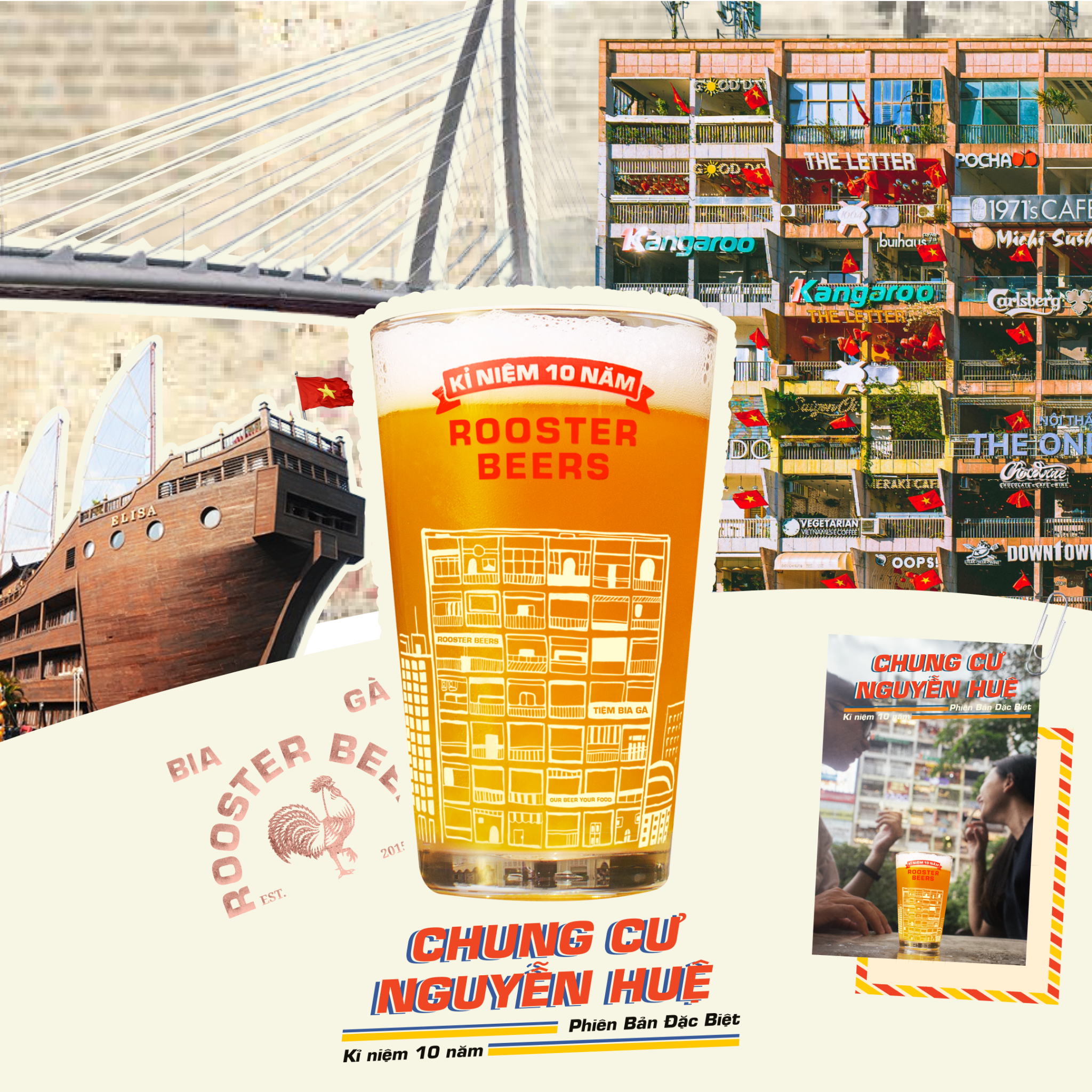  Bộ Ly Kỉ Niệm 10 Năm Rooster Beers - 2 ly 330ml 