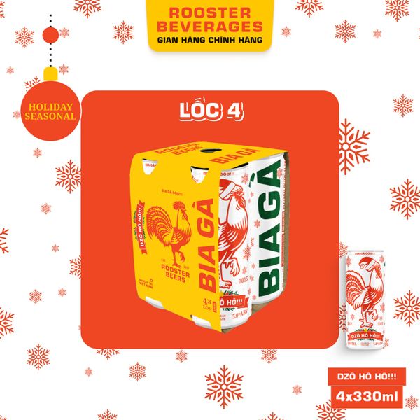  Rooster Beers Lốc 4 Lon Dzô Hô Hô x 330ml 