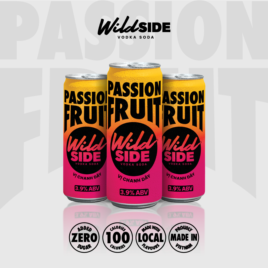  Wildside Vodka Soda Vị Chanh Dây | Thùng 12 Lon x 330ml – Độ cồn 3.9%  – Đồ uống có cồn nhẹ 