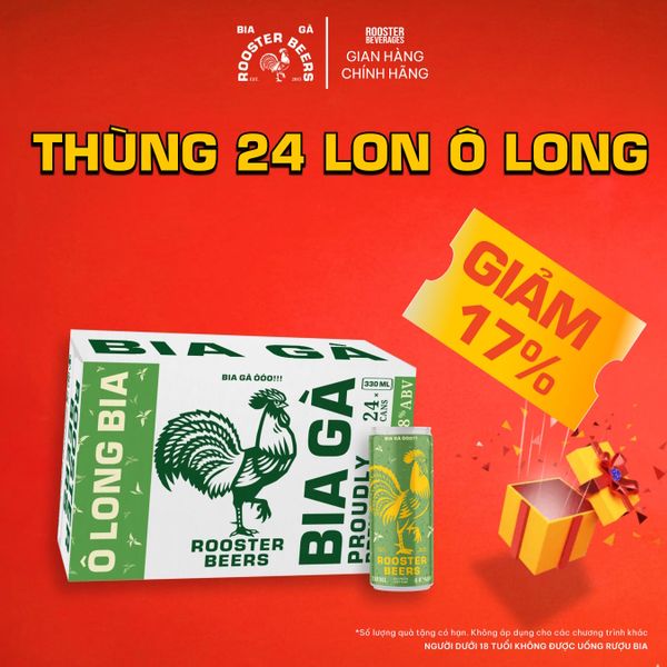  Rooster Beers Ô Long Bia - Thùng 24 Lon Cao Sleek (330ml) 