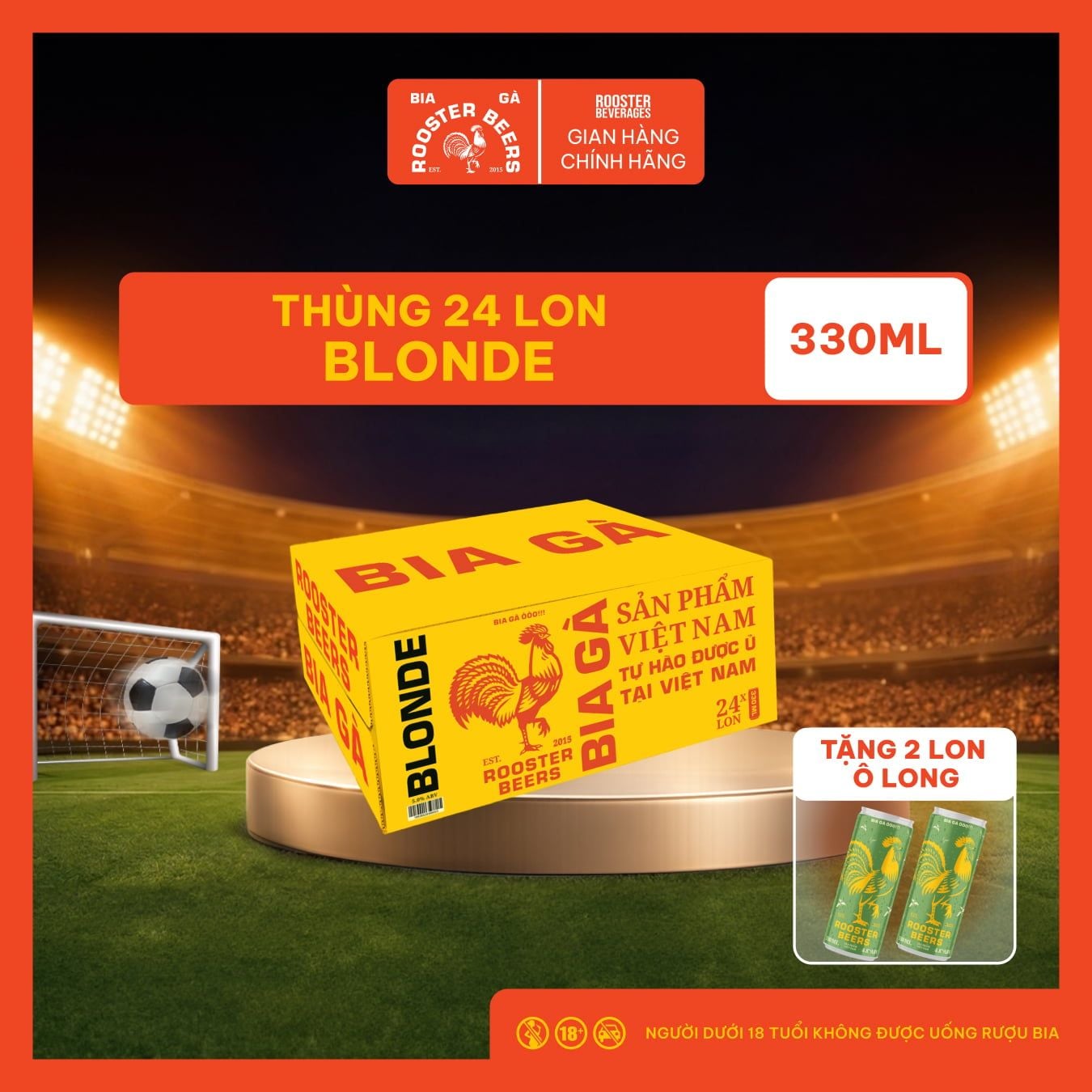  Rooster Beers Blonde - Thùng 24 Lon Cao Sleek (330ml) 