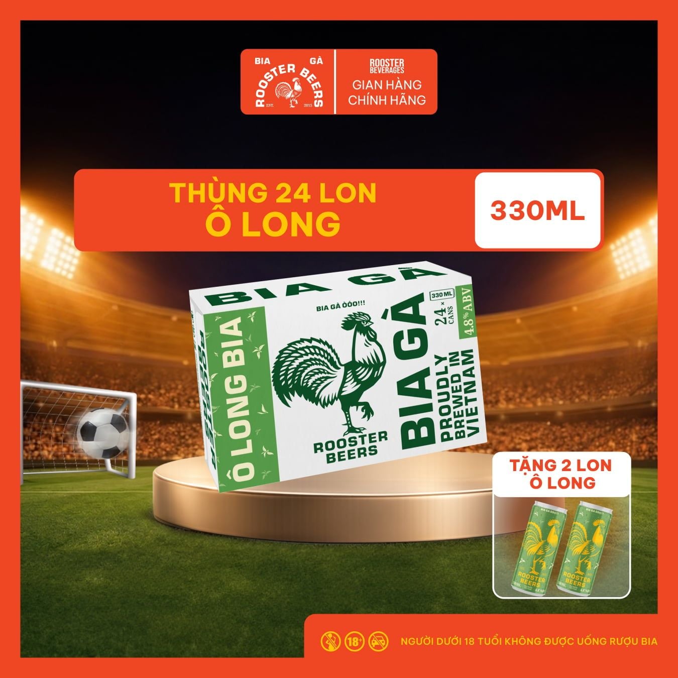  Rooster Beers Ô Long Bia - Thùng 24 Lon Cao Sleek (330ml) 