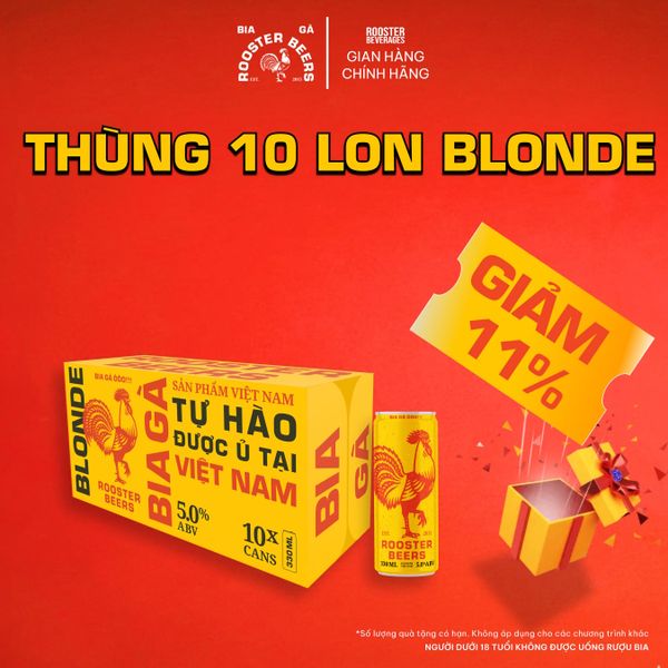  Rooster Beers Blonde - Thùng 10 Lon Cao Sleek (330ml) 