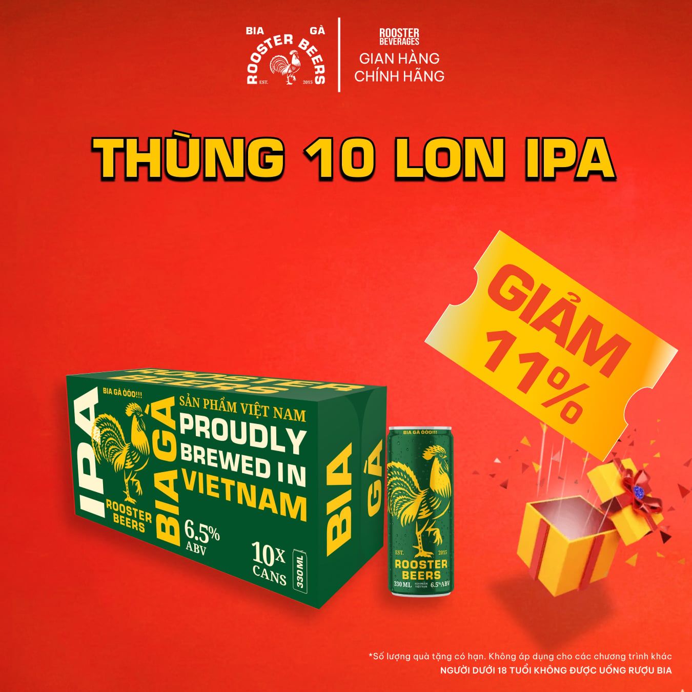  Rooster Beers IPA - Thùng 10 Lon Cao Sleek Can (330ml) 