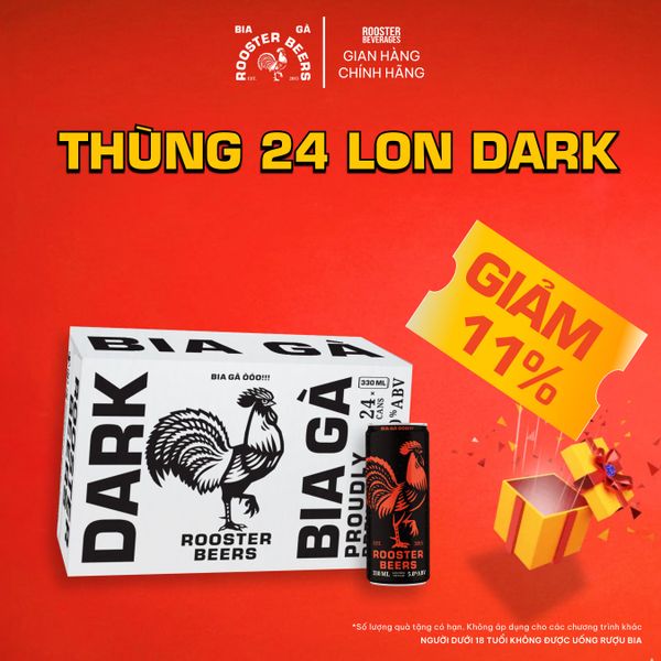  Rooster Beers Dark - Thùng 24 Lon Cao Sleek (330ml) 