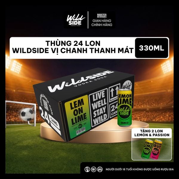  Wildside Vodka Soda Vị Chanh Thanh Mát | Thùng 24 Lon x 330ml – Độ cồn 3.9%  – Đồ uống có cồn nhẹ 
