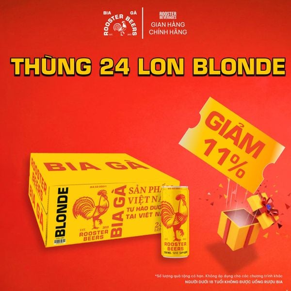  Rooster Beers Blonde - Thùng 24 Lon Cao Sleek (330ml) 