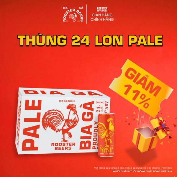  Rooster Beers Pale - Thùng 24 Lon Cao - Sleek Can (330ml) 
