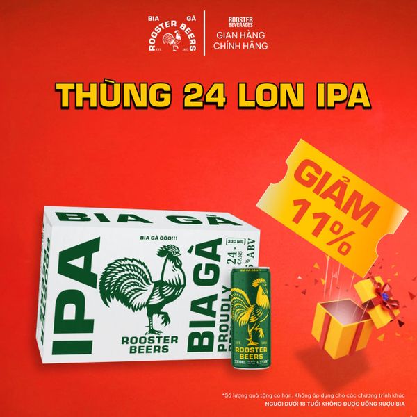  Rooster Beers IPA - Thùng 24 Lon Cao - Sleek Can (330ml) 
