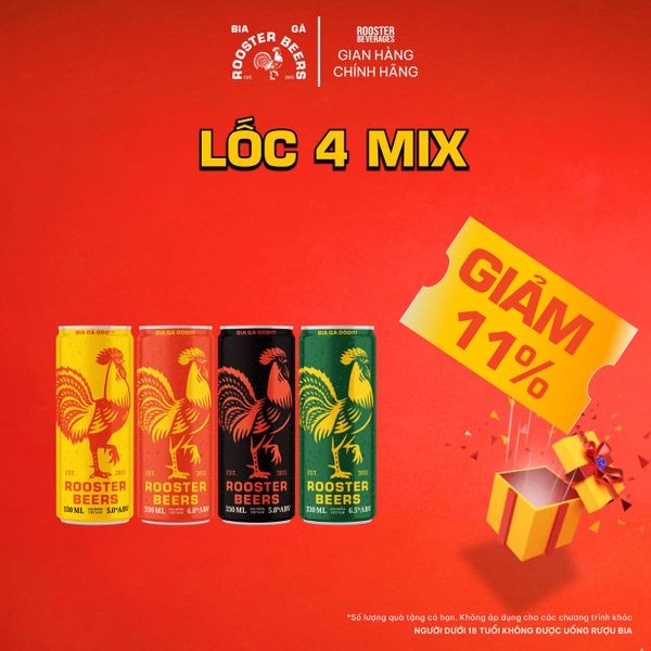  Rooster Beers Sleek can Mix 4 Loại - Lốc 4 Lon Sleek (330ml) 