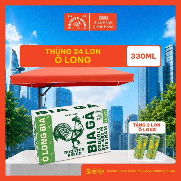  Rooster Beers Ô Long Bia - Thùng 24 Lon Cao Sleek (330ml) 