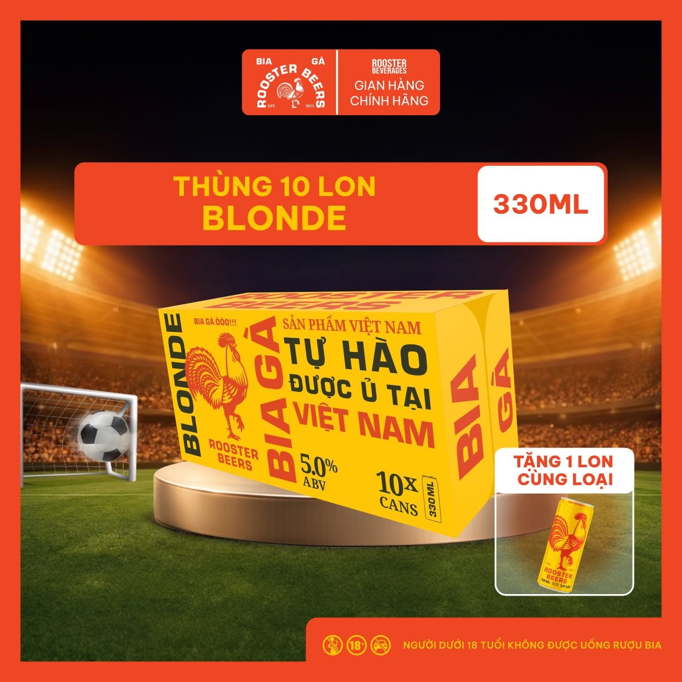  Rooster Beers Blonde - Thùng 10 Lon Cao Sleek (330ml) 