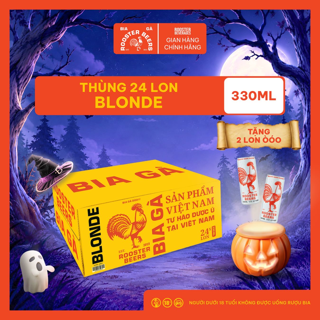  Rooster Beers Blonde - Thùng 24 Lon Cao Sleek (330ml) 