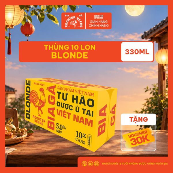  Rooster Beers Blonde - Thùng 10 Lon Cao Sleek (330ml) 