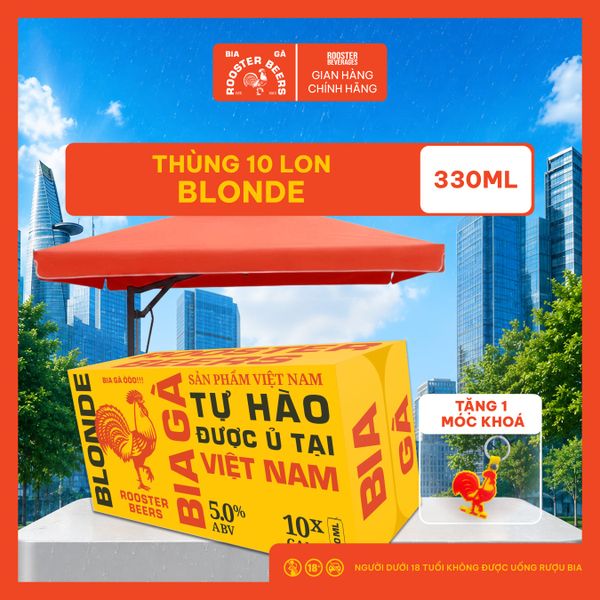  Rooster Beers Blonde - Thùng 10 Lon Cao Sleek (330ml) 