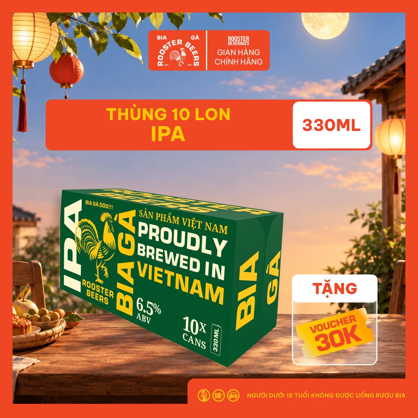  Rooster Beers IPA - Thùng 10 Lon Cao Sleek Can (330ml) 