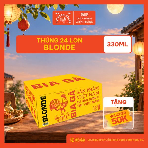  Rooster Beers Blonde - Thùng 24 Lon Cao Sleek (330ml) 