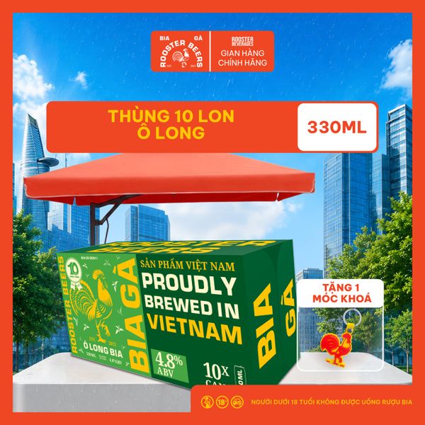  Rooster Beers Ô Long Bia - Thùng 10 Lon Cao Sleek Can (330ml) 
