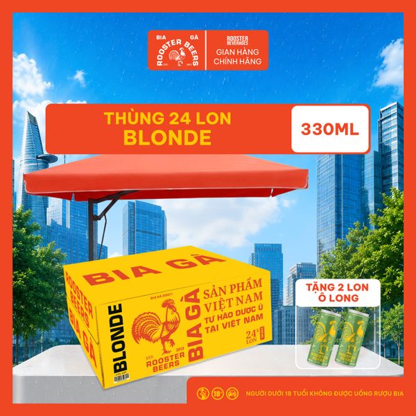  Rooster Beers Blonde - Thùng 24 Lon Cao Sleek (330ml) 